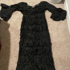 Elegant Black Textured Dress